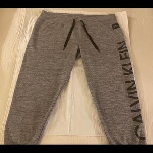 Women’s Calvin Klein Grey and Black Logo Box Sweatpants